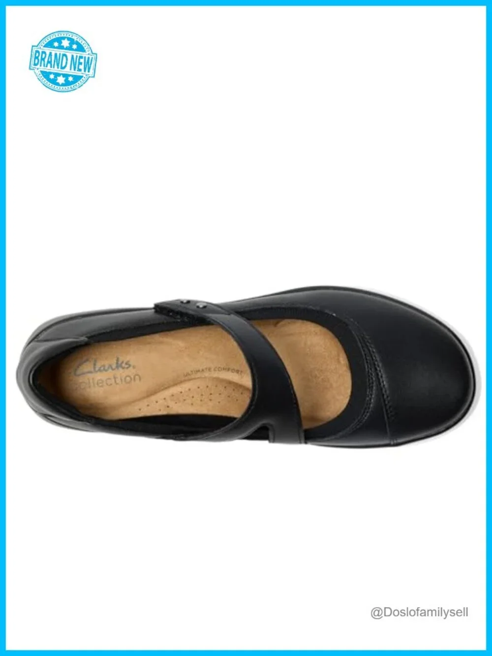 Clarks Kaetlyn Jane Leather Flats with Hook and Loop Strap